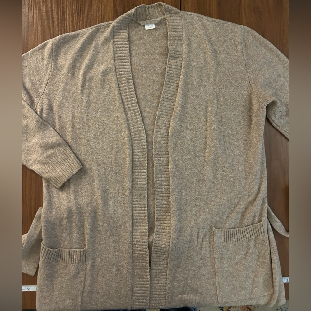 Shimera Tan Long Cardigan Sweater with belt